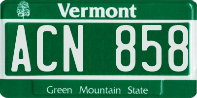 VT license plate ACN858