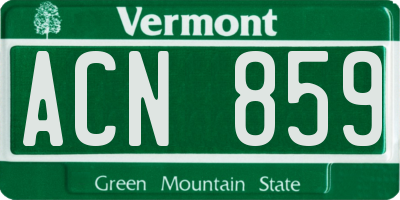 VT license plate ACN859