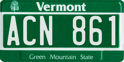 VT license plate ACN861