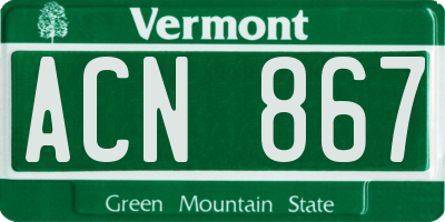 VT license plate ACN867