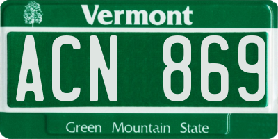 VT license plate ACN869