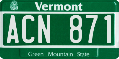 VT license plate ACN871