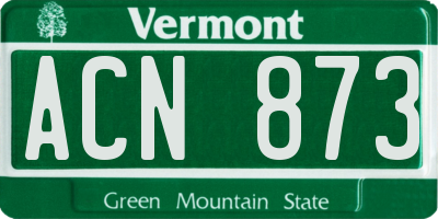 VT license plate ACN873