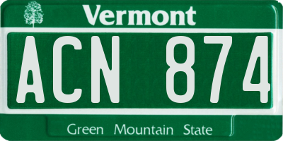 VT license plate ACN874