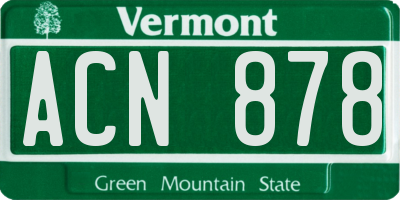 VT license plate ACN878