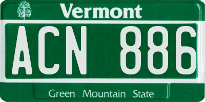 VT license plate ACN886