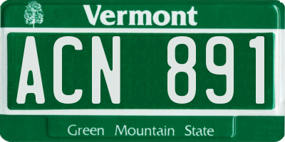 VT license plate ACN891
