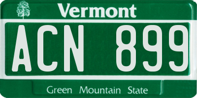 VT license plate ACN899