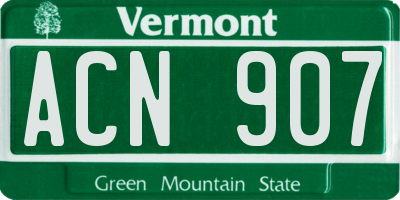 VT license plate ACN907