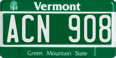 VT license plate ACN908