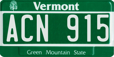 VT license plate ACN915