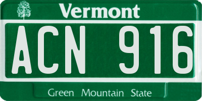 VT license plate ACN916