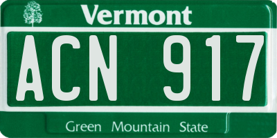 VT license plate ACN917