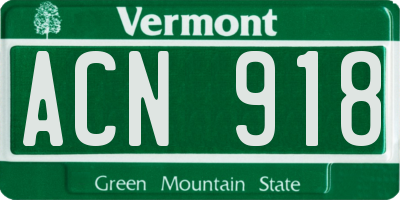 VT license plate ACN918
