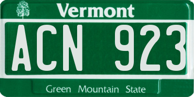 VT license plate ACN923