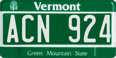 VT license plate ACN924