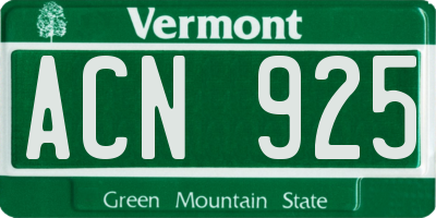 VT license plate ACN925