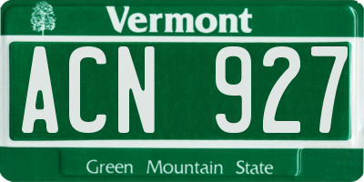 VT license plate ACN927
