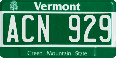VT license plate ACN929
