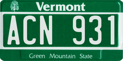 VT license plate ACN931