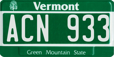 VT license plate ACN933