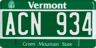 VT license plate ACN934
