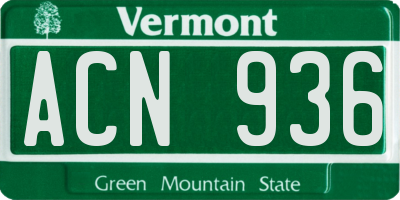 VT license plate ACN936