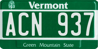 VT license plate ACN937