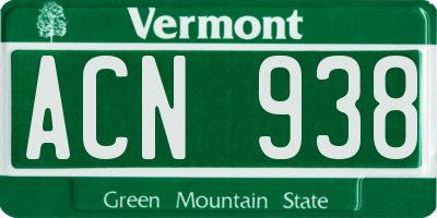 VT license plate ACN938