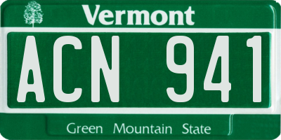 VT license plate ACN941