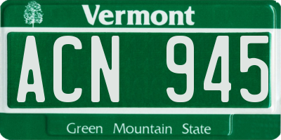 VT license plate ACN945