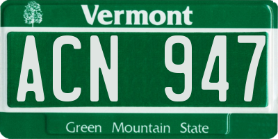 VT license plate ACN947