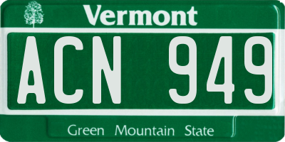VT license plate ACN949