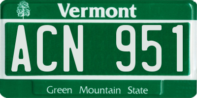 VT license plate ACN951
