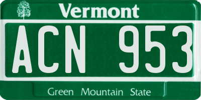 VT license plate ACN953