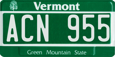 VT license plate ACN955