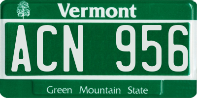 VT license plate ACN956