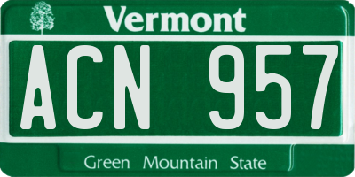 VT license plate ACN957