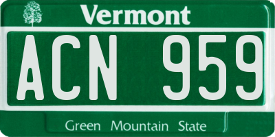 VT license plate ACN959