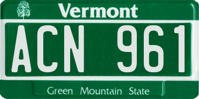 VT license plate ACN961