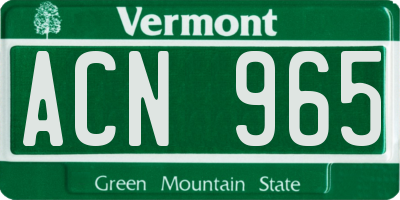 VT license plate ACN965