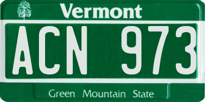 VT license plate ACN973