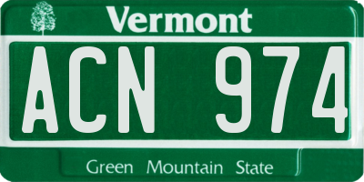 VT license plate ACN974