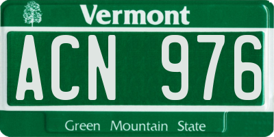 VT license plate ACN976