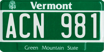 VT license plate ACN981