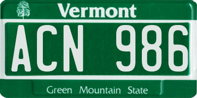 VT license plate ACN986