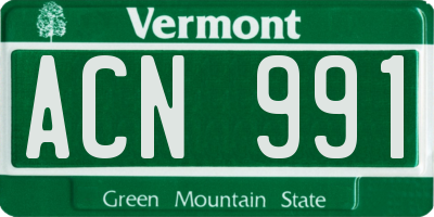 VT license plate ACN991