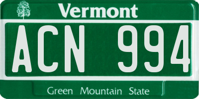 VT license plate ACN994