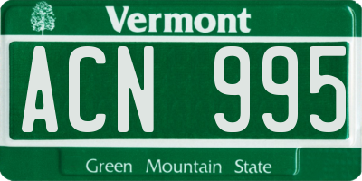 VT license plate ACN995