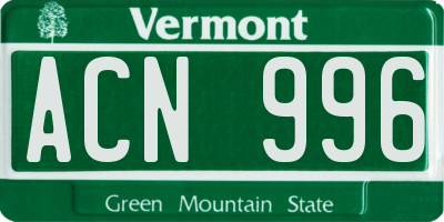 VT license plate ACN996